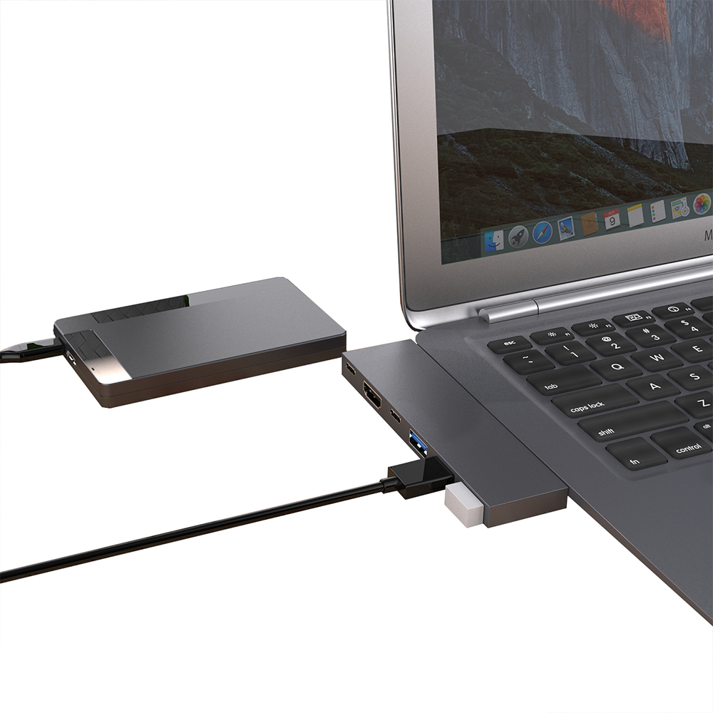 6 in 1 Dual-interface Type-C Docking Station USB-C Hub with USB3.0*3 PD100W USB-C 5Gbps USB-C 3.0 4K/30Hz HDMI Multiport Hub Splitter Adaptor for PC Laptop