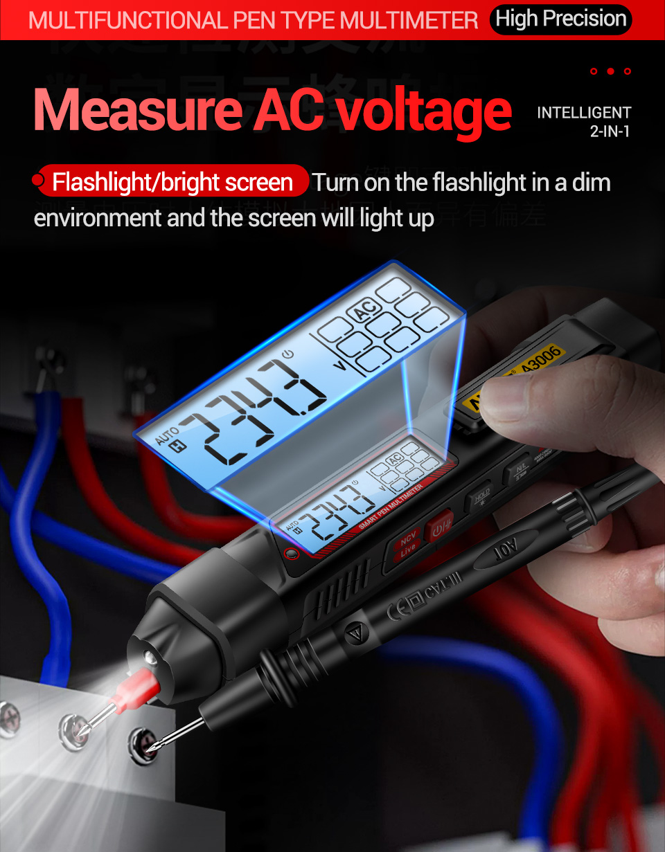 Multimeter Fire ANENG A3006 Multifunctional Electric Digital Multimeter Pen Type ...