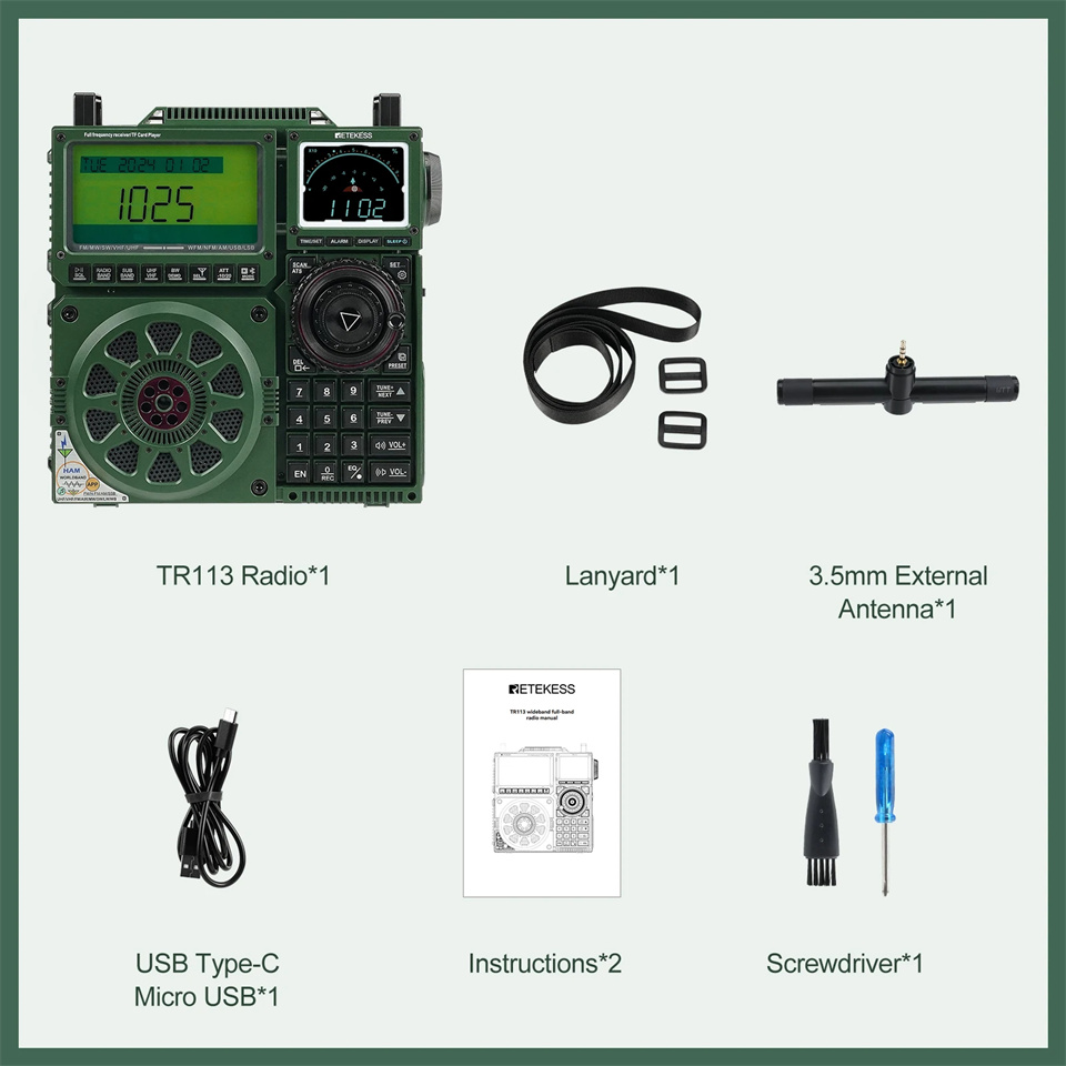 Retekess TR113 ポータブルFMラジオアマチュアラジオ受信機マルチ
