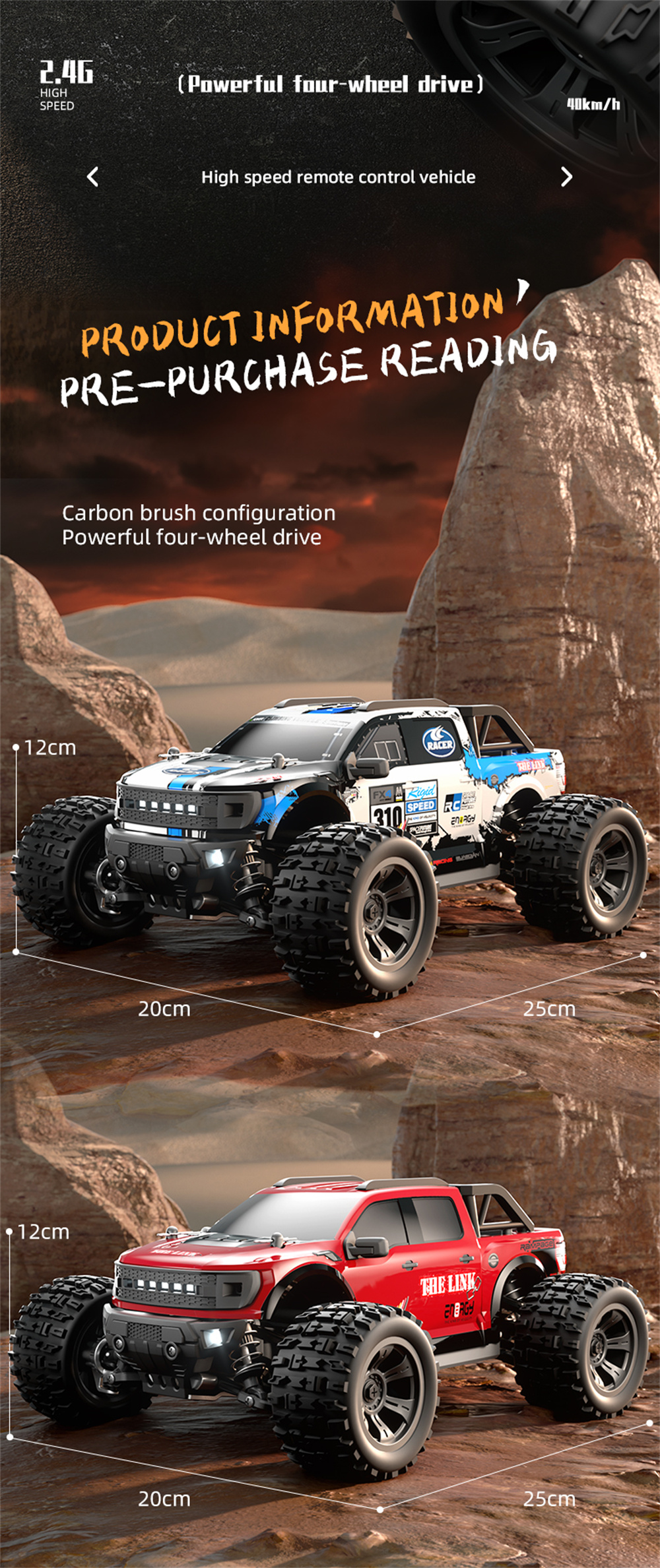 SCY & THE LINK 18102 1/18 2.4G 4WD High Speed RC Car Vehicle Models Full Proportional Control W/ Light