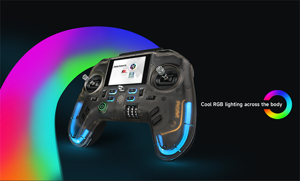 Flysky ProArt PA01 2.4GHz 18CH AFHDS 3/ELRS Built-in 500mW Hall Gimbal EdgeTX Raido Controller 2.4-Inch Full-view Color IPS Display for FPV Drone RC Car Boat Airplane