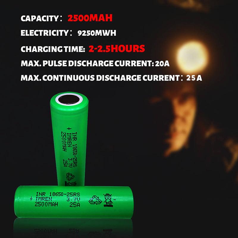 [USA Direct] 10/20/40Pcs IMREN 25RS 25A High Power 18650 Battery 2500mah 3.7V Rechargeable Lithium-ion Cells Flashlights RC Toys Home Tools Batteries