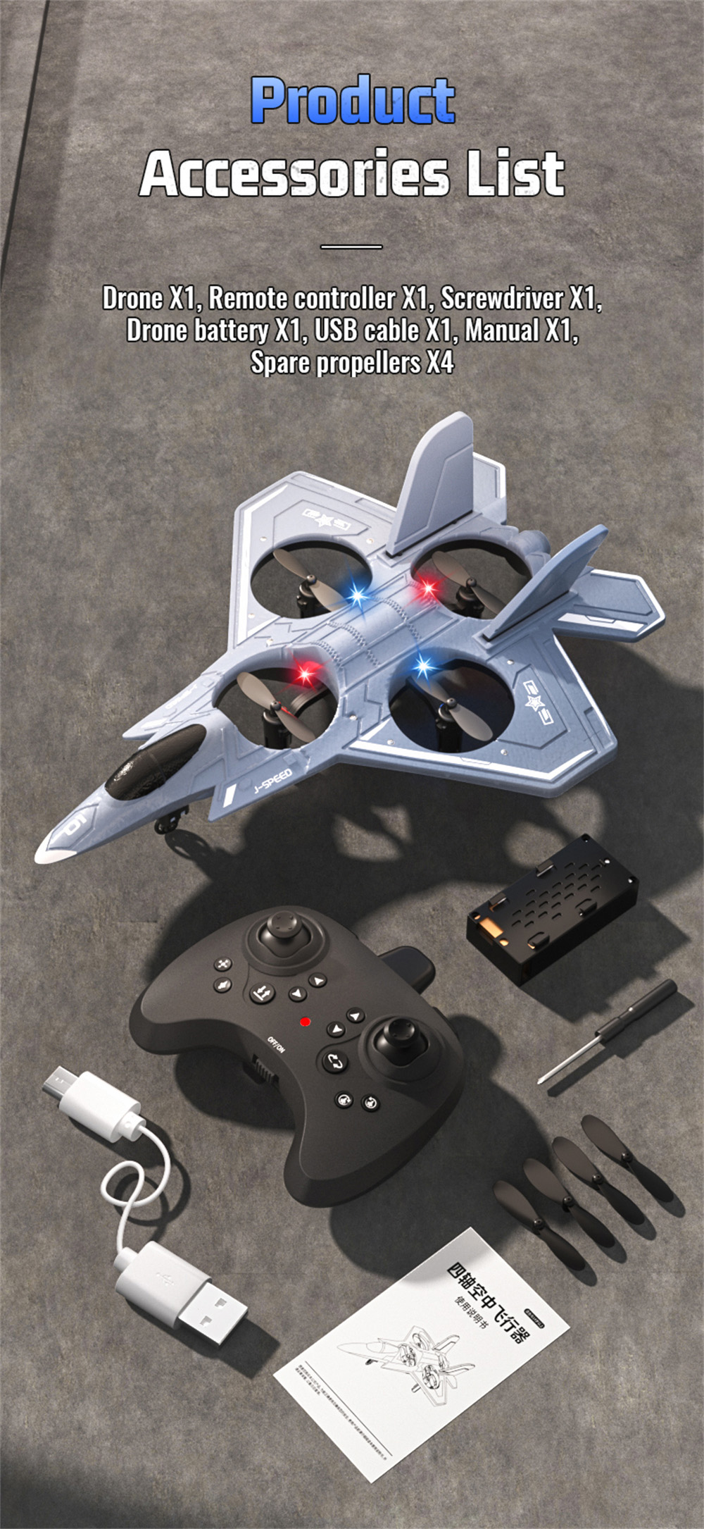 JJRC H128 2.4G EVA Fighter Altitude Hold Mode 360° Roll Turbofans Motors 4CH LED RC Toy Gift Remote Control Drone Airplane Quadcopter Stunt Glider RTF