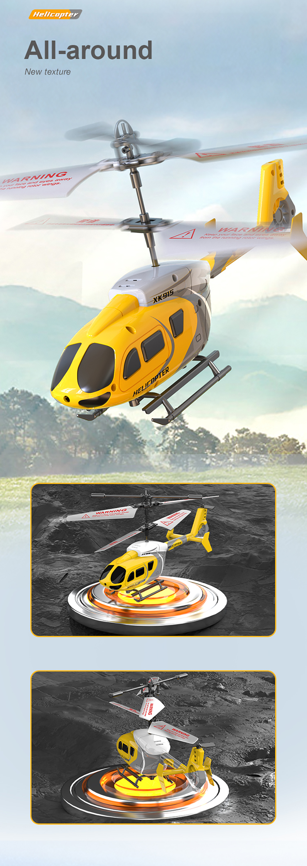 XK915 2.5CH RC Helicopter Aircraft Drop Resistant Helicopter Rechargeable Remote Control Toys