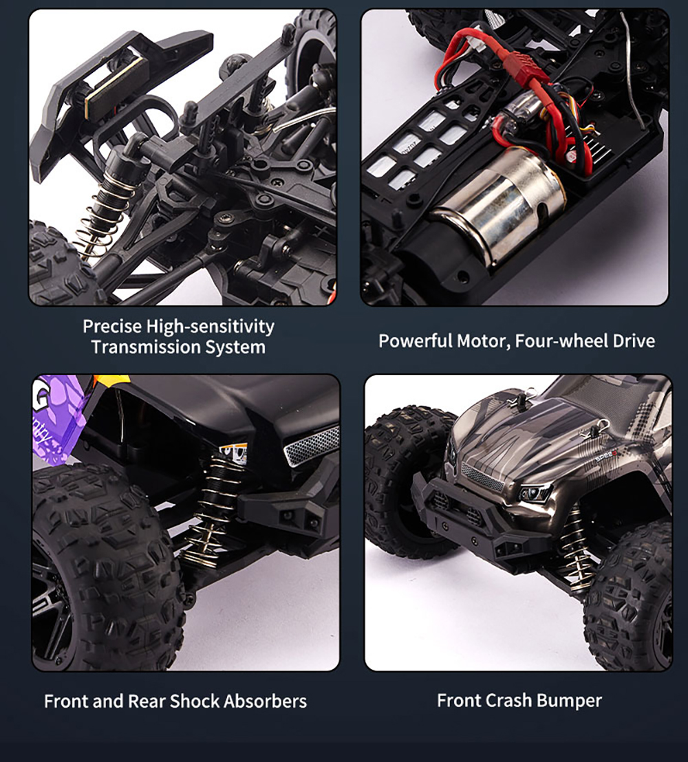 HX 1/14 2.4G 4WD RC Car Vehicle LED Light Off-Road High Speed Truck RTR Full Proportional Models Toys