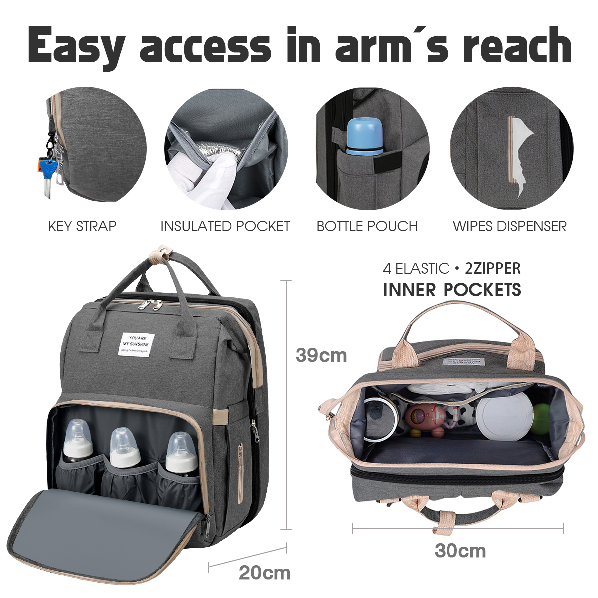 Portable Folding Mummy Bag Crib Multi-function Large-capacity Bag Baby Out-of-bed Backpack Waterproof