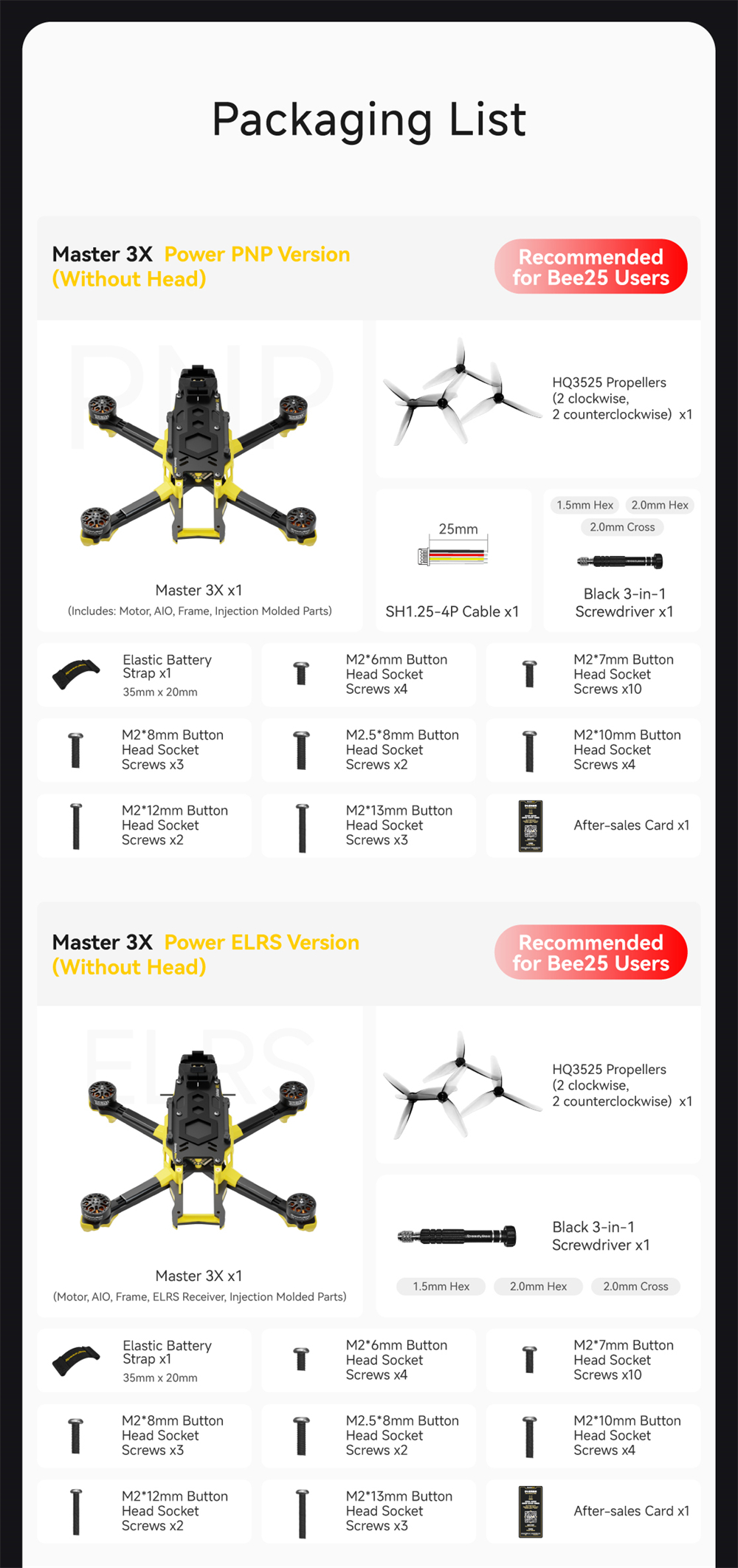 SpeedyBee Master 3X Modular 171mm 4S F4 FPV Racing Drone PNP BNF with O4 Pro / Power Version Optional