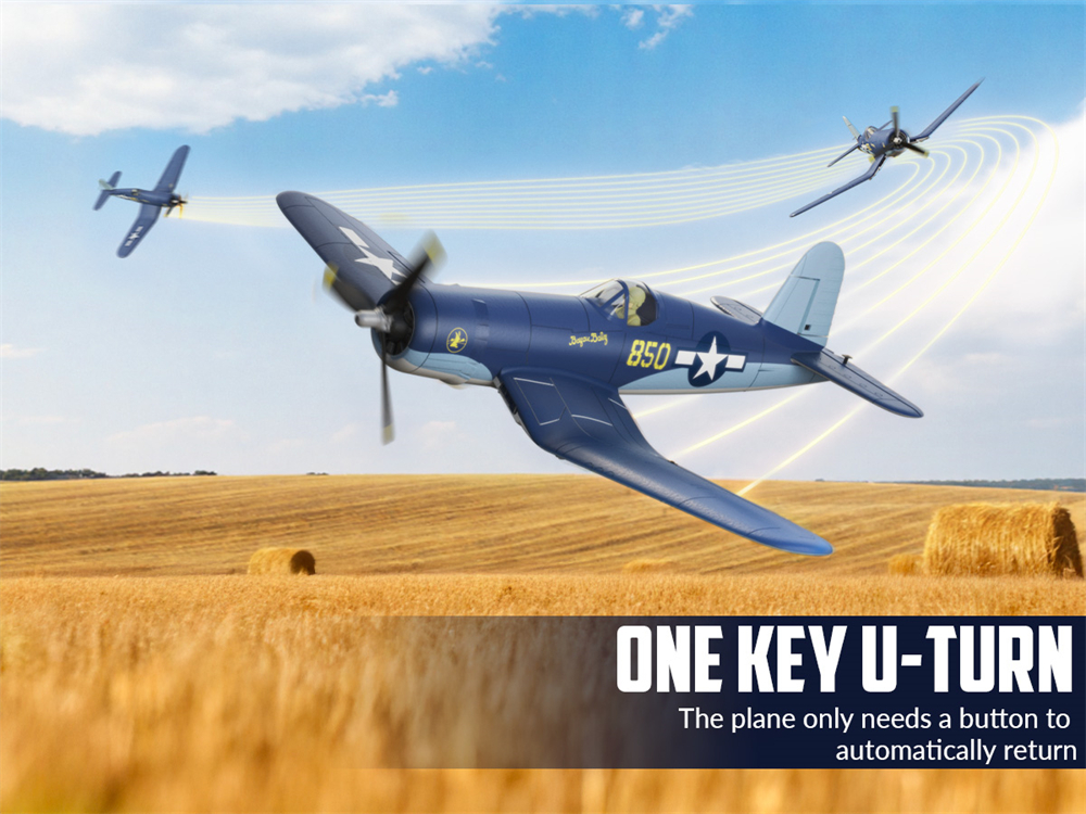 Eachine F4U CORSAIR VMF-217 2.4G 4CH Brushless 500mm Wingspan 6-axis Gyro One Key Take off Aerobatic EPP Warbird Glider RC Airplane BNF/RTF for Beginner