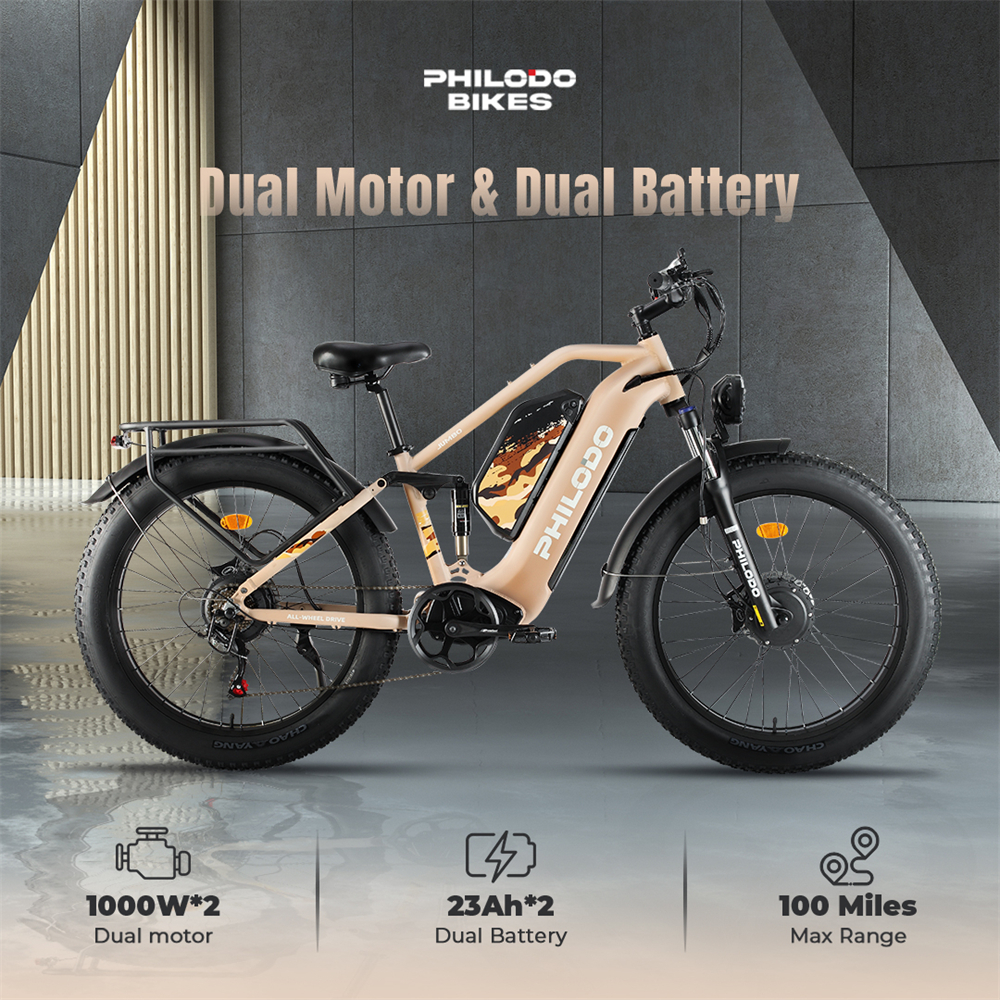 Venda [EU DIRETO] PHILODO JUMBO Bicicleta Elétrica Fat 48V 23Ah*2