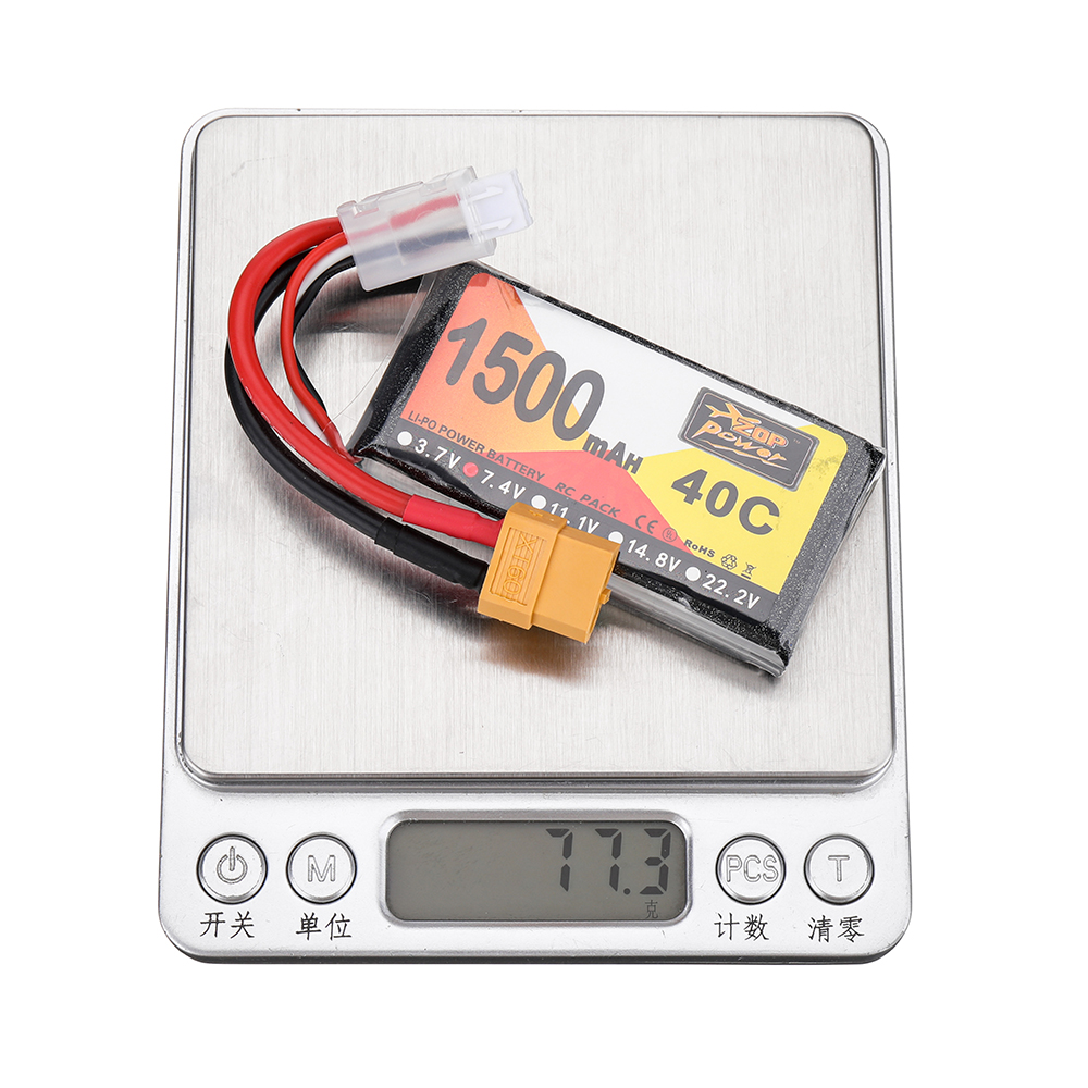 ZOP Power 7.4V 1500mAh 40C 2S LiPo Battery XT60 Plug for RC Drone