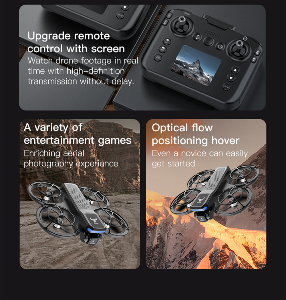 ZLL Beast SG800 PRO WiFi FPV with LCD Screen Controller HD ESC Dual Camera Optical Flow Positioning Hover Brushless Circle Protection Kids Gifts 2.4G 4CH 6-Axis Remote Control RC Toys Drone Quadcopter RTF