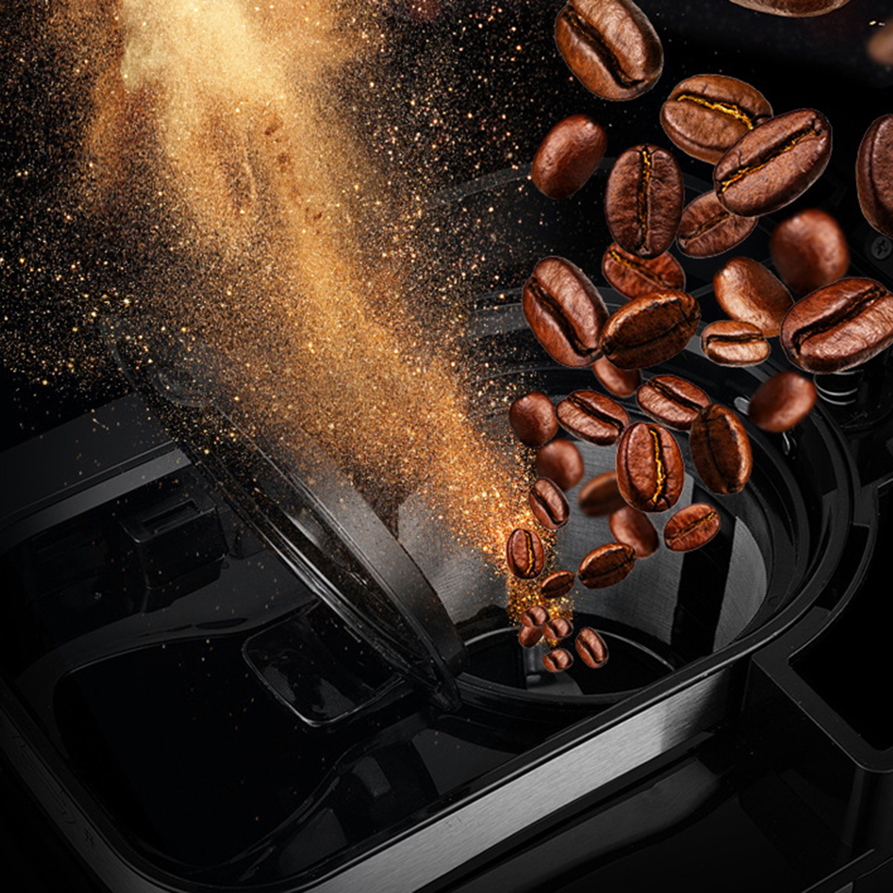 Fully Automatic 2 In1 Coffee Machine Maker Espresso Coffee Machine Drip Coffee Electric Bean Grinder LED-Display Home Automatic Keep Warm Grinder Machine