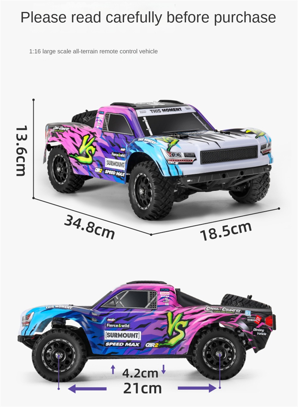 HBX 3103A 1/16 2.4G 4WD High Speed Brushless RC Car RTR Electric Short Truck 