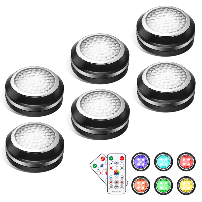 Cadrim Night Lights 6 Pack Double Remote Control Brightness Adjustable Wireless Timer LED Light Battery-Powered with 3M Adhesive Pads Warm White 