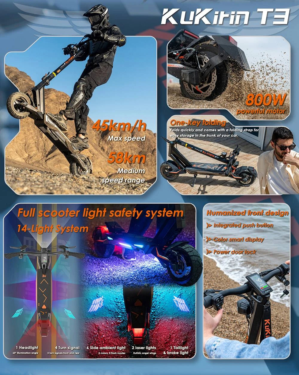 Кукирин Т3 теренски скутер - олакшава пут 7 Кукирин Т3 електрични тротинет склопљен, једноставан за складиштење
