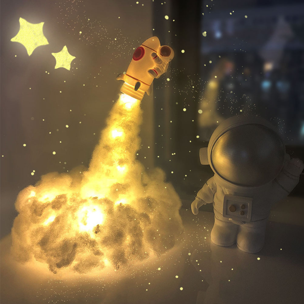 Creative Night Light DIY Rocket Lamp LED Astronaut Night With USB Rechargeable Kids Home Decoration Night Light