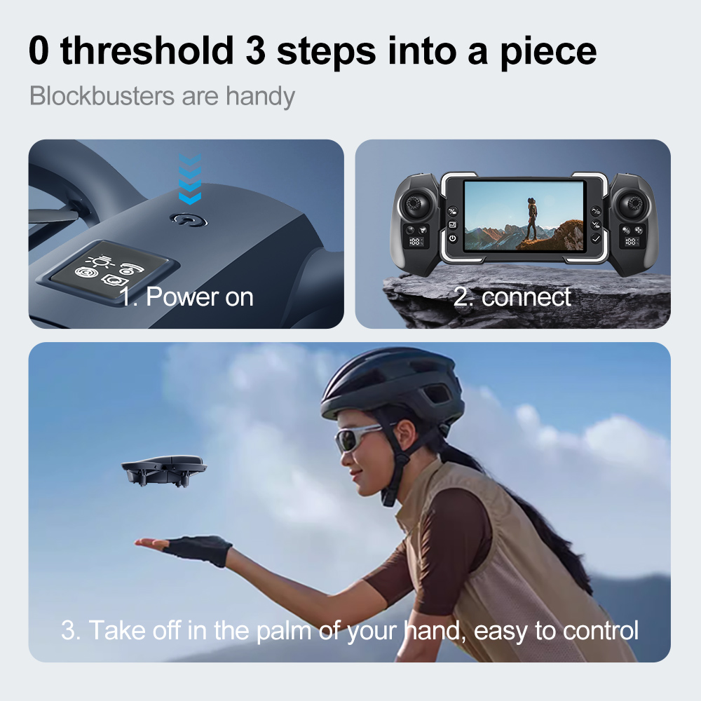 ZFR E66 AIR MINI WiFi FPV with 4.3inch Display Dual Camera 180° Electrically Adjustable Optical Flow Hover Automatic Obstacle Avoidance Circle Protection Kids Gifts 2.4G 4CH 6-Axis Remote Control RC Toys Drone Quadcopter RTF