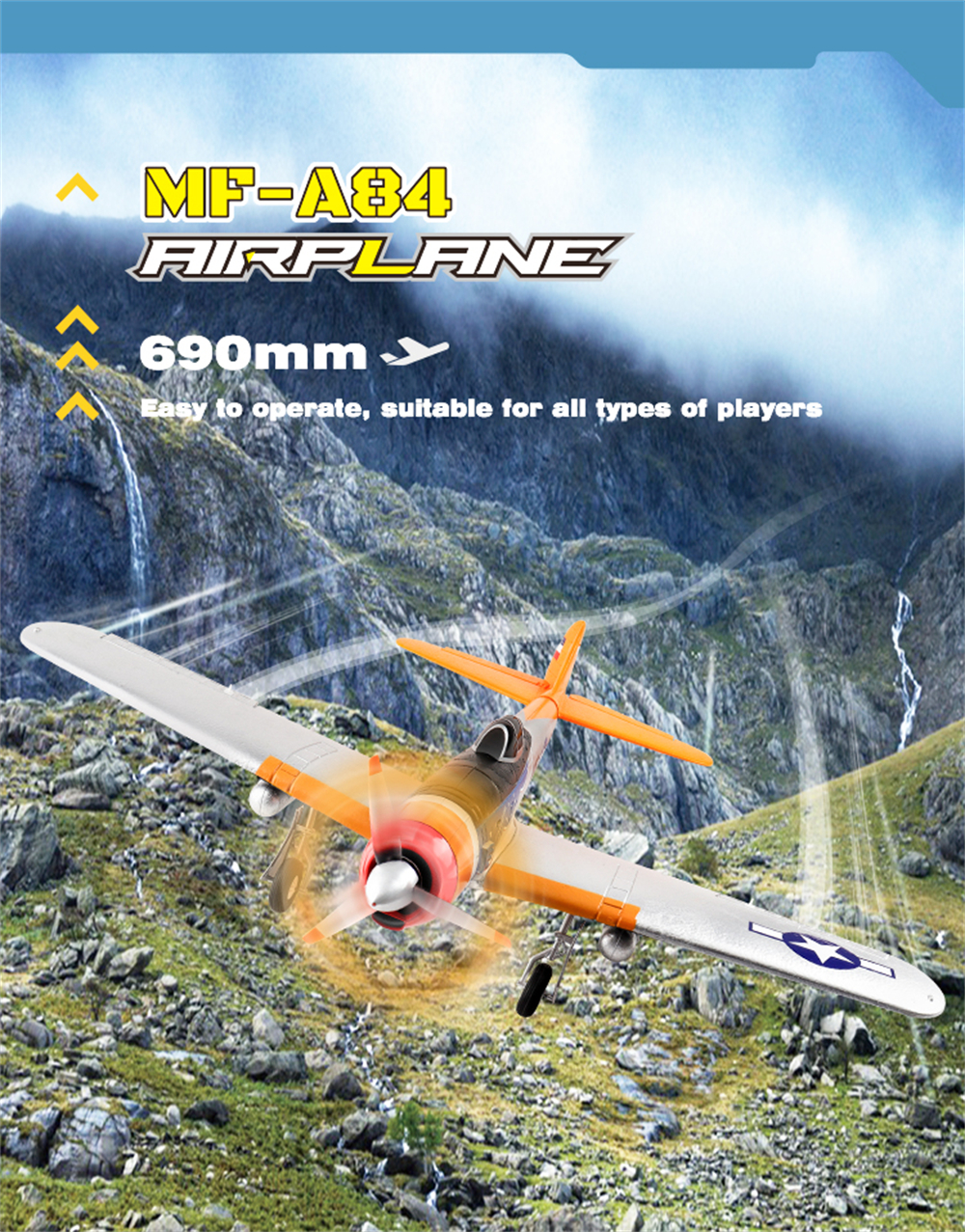 MO-FLY MF-A84 690mm Wingspan 2.4G 10CH Built-in Gyro 3D/6G Switchable Aerobatics EPP RC Airplane Glider RTF Compatible DSM SBUS
