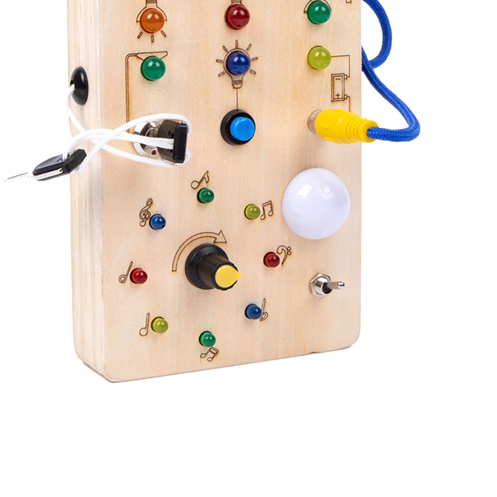 Montessori Busy Board Baby Activity from 1 Year Montessori Wooden Toy with LED Light Switch Sensory Learning for Babies Toddlers