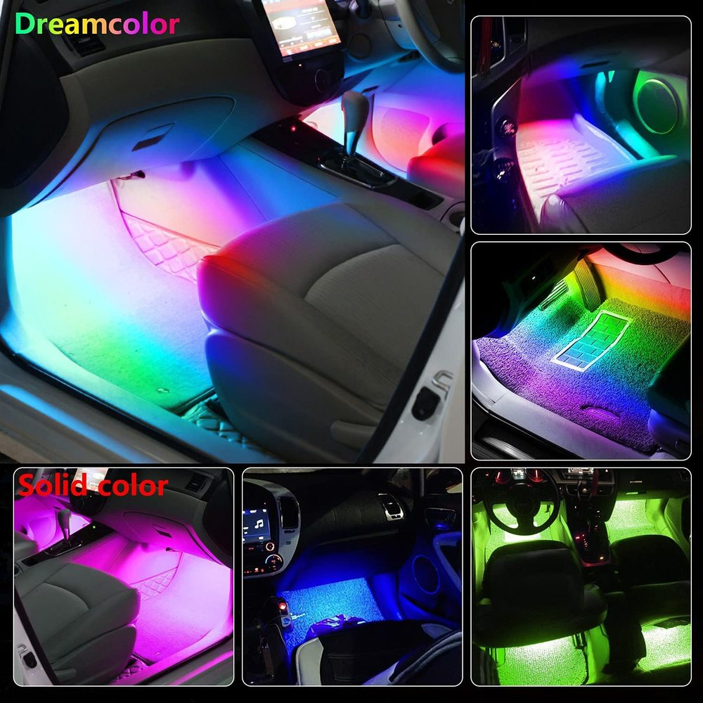 72LED Car Interior Ambient Foot Strip Light Backlight Remote with App Music Remote Control RGB Decorative Lamps
