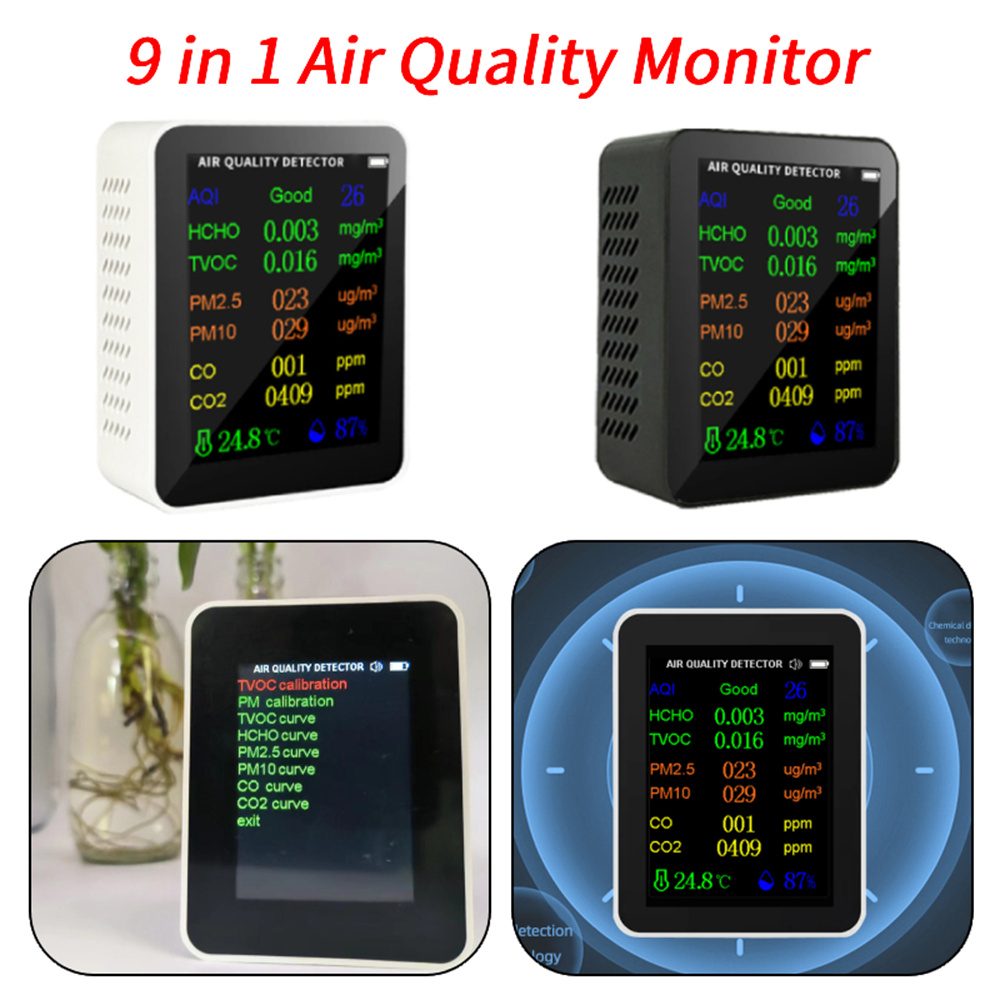 9 in 1 PM2.5 PM10 HCHO TVOC CO CO2 Meter Digital Temperature Humidity Tester LCD Carbon Dioxide Detector Air Quality Monitor