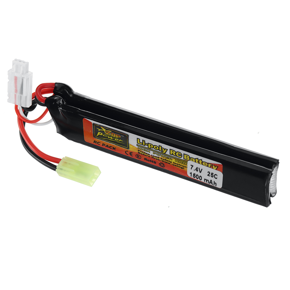 ZOP Power 7.4V 1500mAh 25C 2S LiPo Battery Tamiya Plug With T Plug Adapter Cable for RC Car