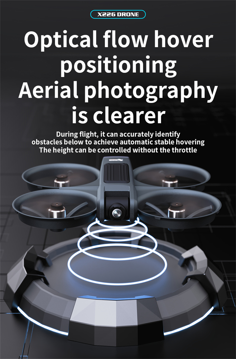 X226 WiFi FPV with Goggles Glasses / 5.9inch LCD Screen Controller HD Dual Camera Electrically Adjustable Optical Flow Hover Circle Protection LED Light Brushless 2.4G 4CH 6-Axis Remote Control Toys RC Drone Quadcopter RTF