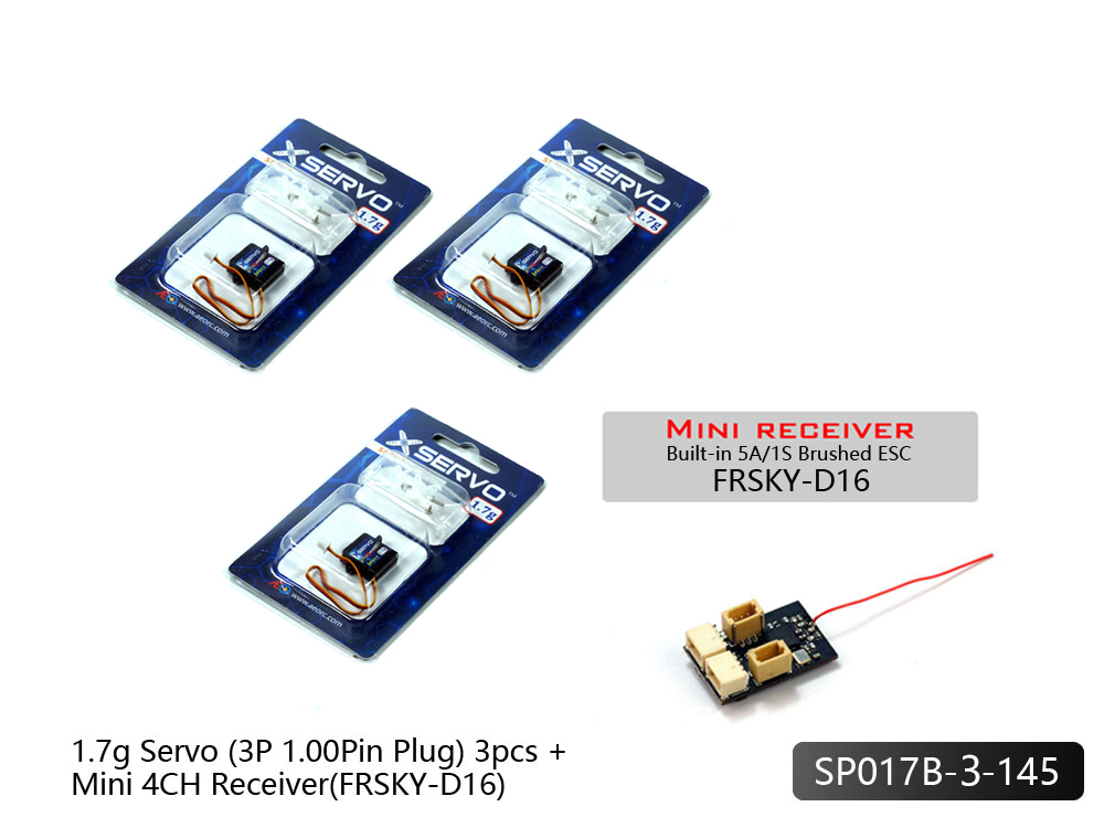 AEORC 3PCS Micro 1.7g Analog Servo With RX14 Mini 4CH Receiver Integrated 5A/1S Brushed ESC for Micro Indoor Airplane Support S-FHSS DSMX/2 Frsky D16 FlySky AFHDS 2A