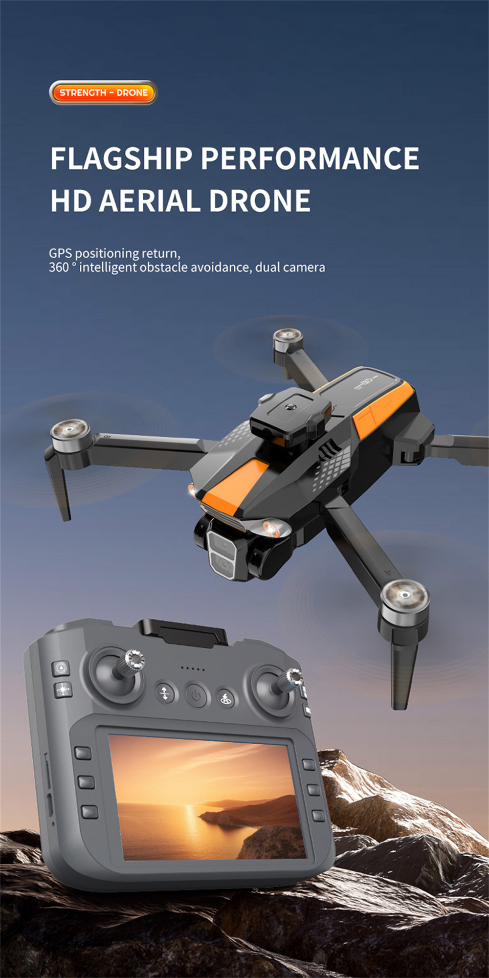 LSRC LF669 GPS 5G WiFi FPV with 5.9inch LCD Screen Controller 720P HD Dual Camera Servo Gimbal 360° Obstacle Avoidance Brushless Foldable RC Drone Quadcopter RTF