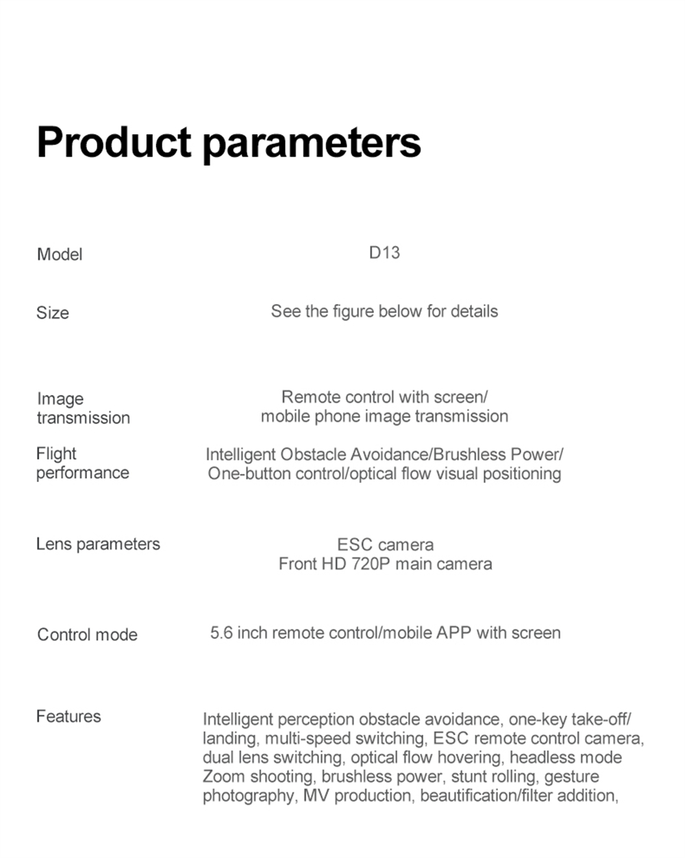 PJC D13 WiFi FPV with 5.6inch LCD Screen Controller 720P HD Dual Camera Servo Gimbal 360° Obstacle Avoidance Brushless Foldable RC Drone Quadcopter RTF