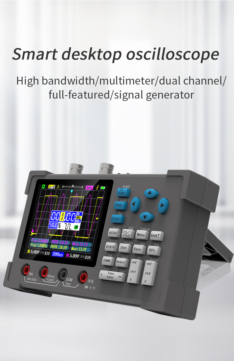 3 in1 Digital Oscilloscope Multimeter Signal Generator 120MHz IPS Display Dual Channel FFT Zoom Mode Portable Testing Tool