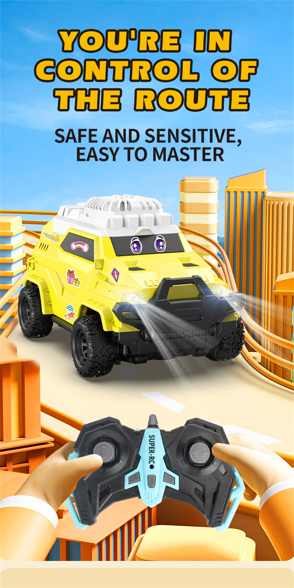 TCS02 2.4 4CH DIY Sticker Remote Control RC Car with Fan RTR Children Toys