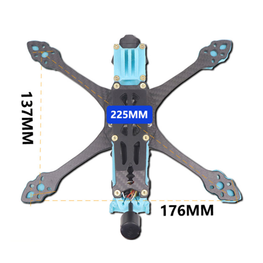 HSKRC MAK5 225mm Wheelbase 5mm Arm Thickness X Type 5 Inch Frame Kit Support DJI O3 Air Unit for RC Drone FPV Racing