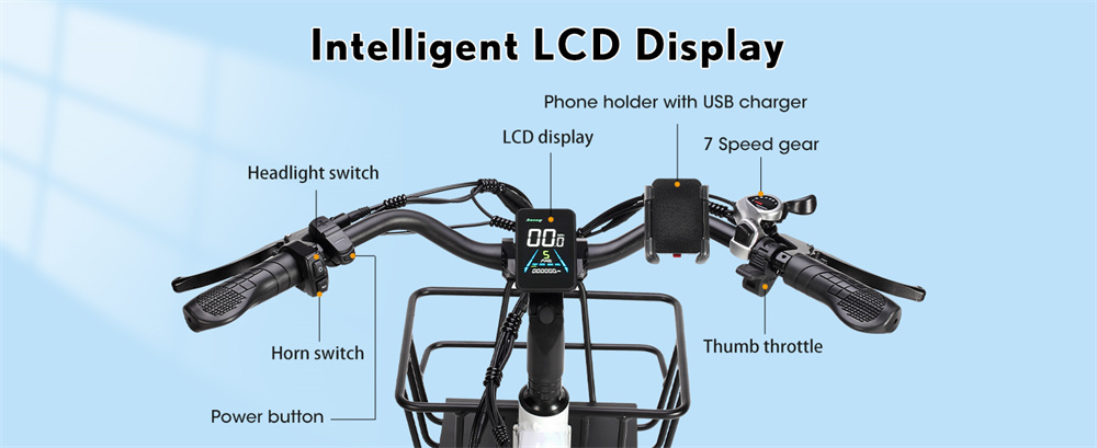 [EU DIRECT] PHILODO Traveller Electric Bike w/ Baskets & Rear Rack Shelf 48V 17.5Ah Battery 750W Motor 20inch Tires 60KM Mileage Range 200KG Max Load Electric Bicycle
