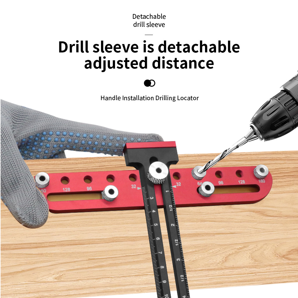 Cabinet Hardware Jig Door Cabinet Handle Hole Pitch Punch Locator for Installation of Handles Knobs on Doors Drawer