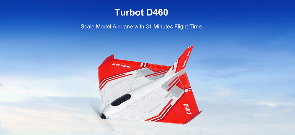 RadioLink Turbot D460 Scale Model 480mm Wingspan EPP 4KM Control Distance 1600KV Brushless Motor RC Airplane Fixed Wing PNP/RTF Gyroscope Assist for Beginners