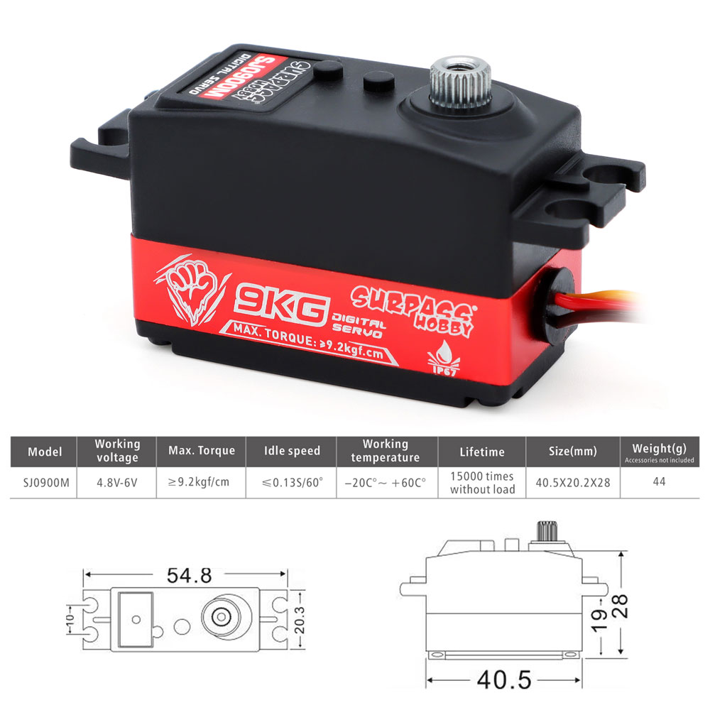 SURPASS-HOBBY SJ0900M 9KG Digital Waterproof Servo for Fixed Wing RC Helicopter Robot