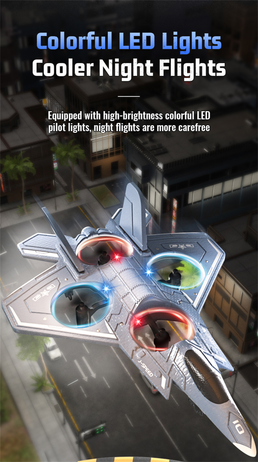 JJRC H128 2.4G EVA Fighter Altitude Hold Mode 360° Roll Turbofans Motors 4CH LED RC Toy Gift Remote Control Drone Airplane Quadcopter Stunt Glider RTF