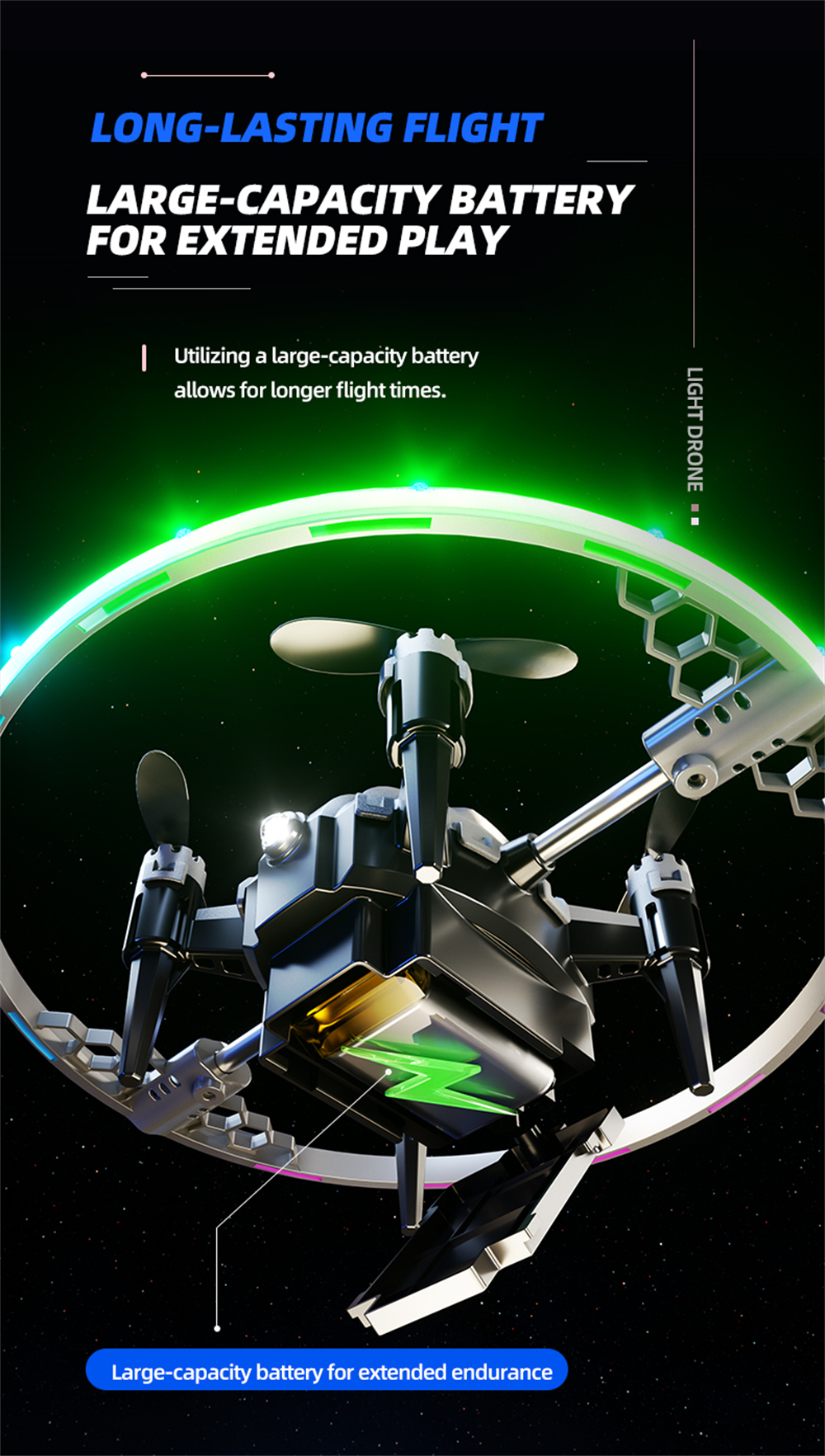 JJRC H131 AURORA BALL Stunt Light Ring 360° Spin Altitude Hold Mode RGB Color LED Circle Protection Kids Gifts 2.4G 4CH 6-Axis Remote Control RC Toys Drone Quadcopter RTF