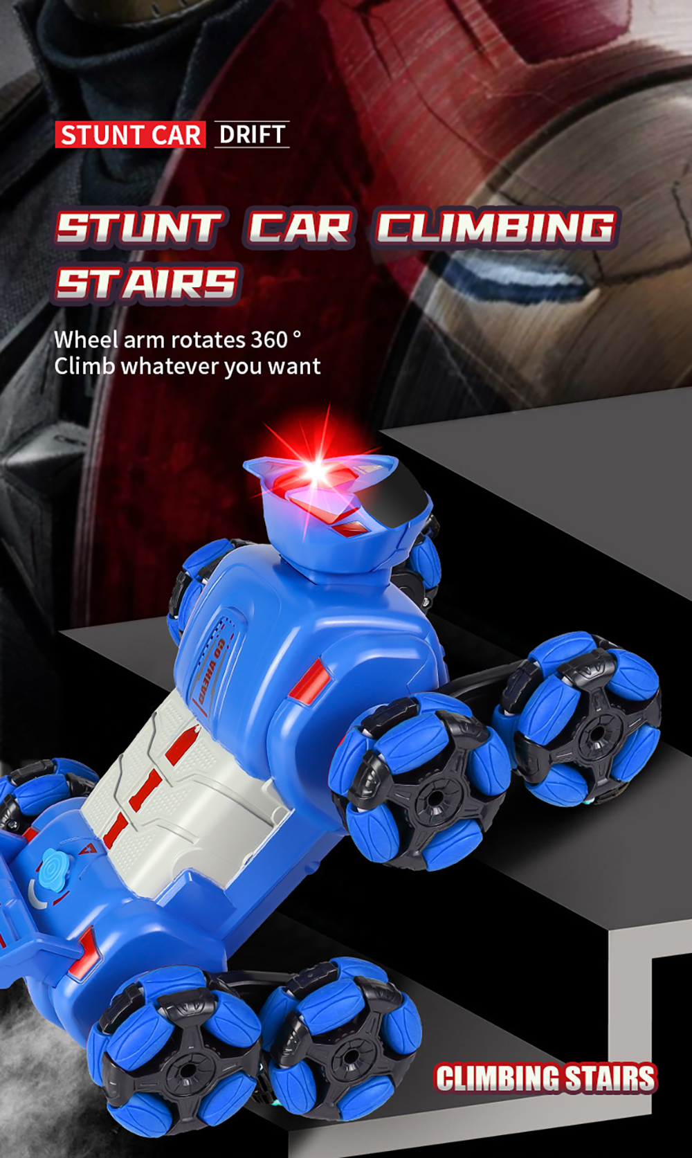 JC015 4WD RC Car Robot Dog Music Light Stunt Remote Control Car off-Road Control Boys Toys for Children Gifts
