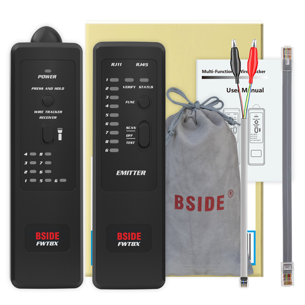 BSIDE FWT8X Network Cable Tracker Detecteur RJ11/45 Lan Ethernet Phone Wire Tester Finder Telecom Tool electrified Work 60V
