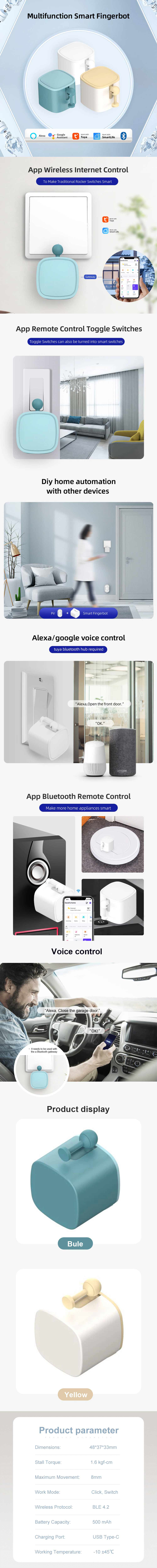 Tuya Finger Robot Switch Smart Home Bluetooth Mechanical Arms Bot Button Pusher Smart Life App Voice Control Alexa Google Home