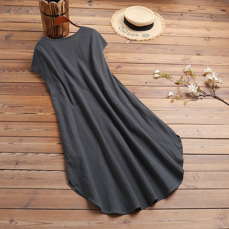 Tshirt Dress ZANZEA Plus Size Women Summer Beach Holiday Long - Foto 9