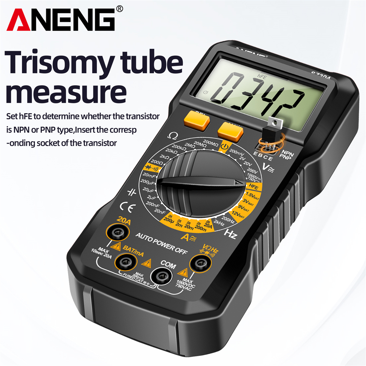 ANENG SZ304 Digital Multimeter, Durable ABS Body, Accurate Measurement of Voltage Current Resistance Capacitance Frequency with Diode Data Retention & Automatic Shutdown Essential Tool for Electrical Testing and Troubleshooting