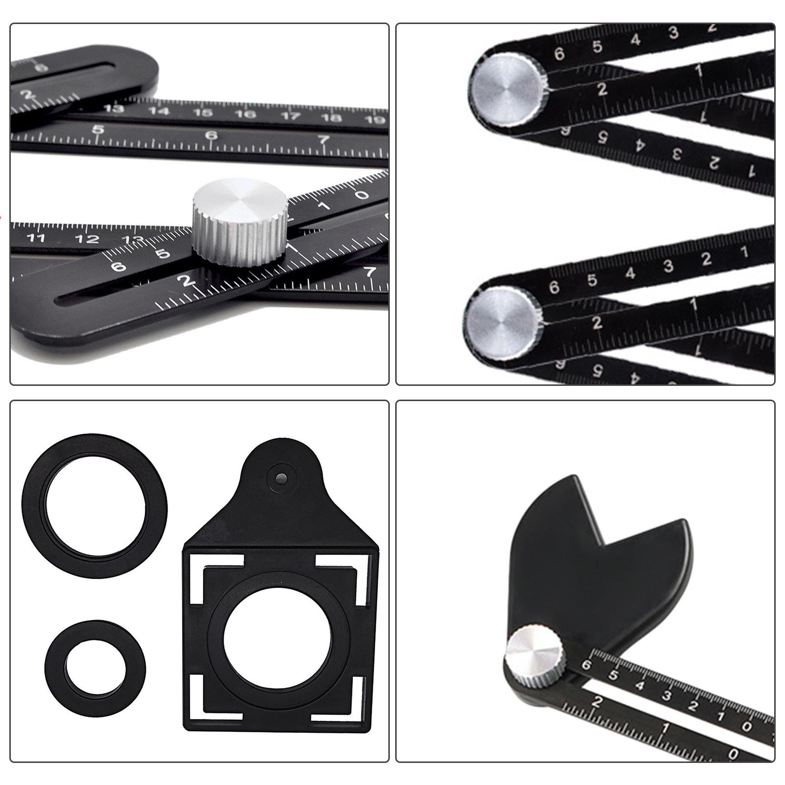 Tile Multi Angle Measuring Ruler with Drilling Locator Universal Angular Template Izer