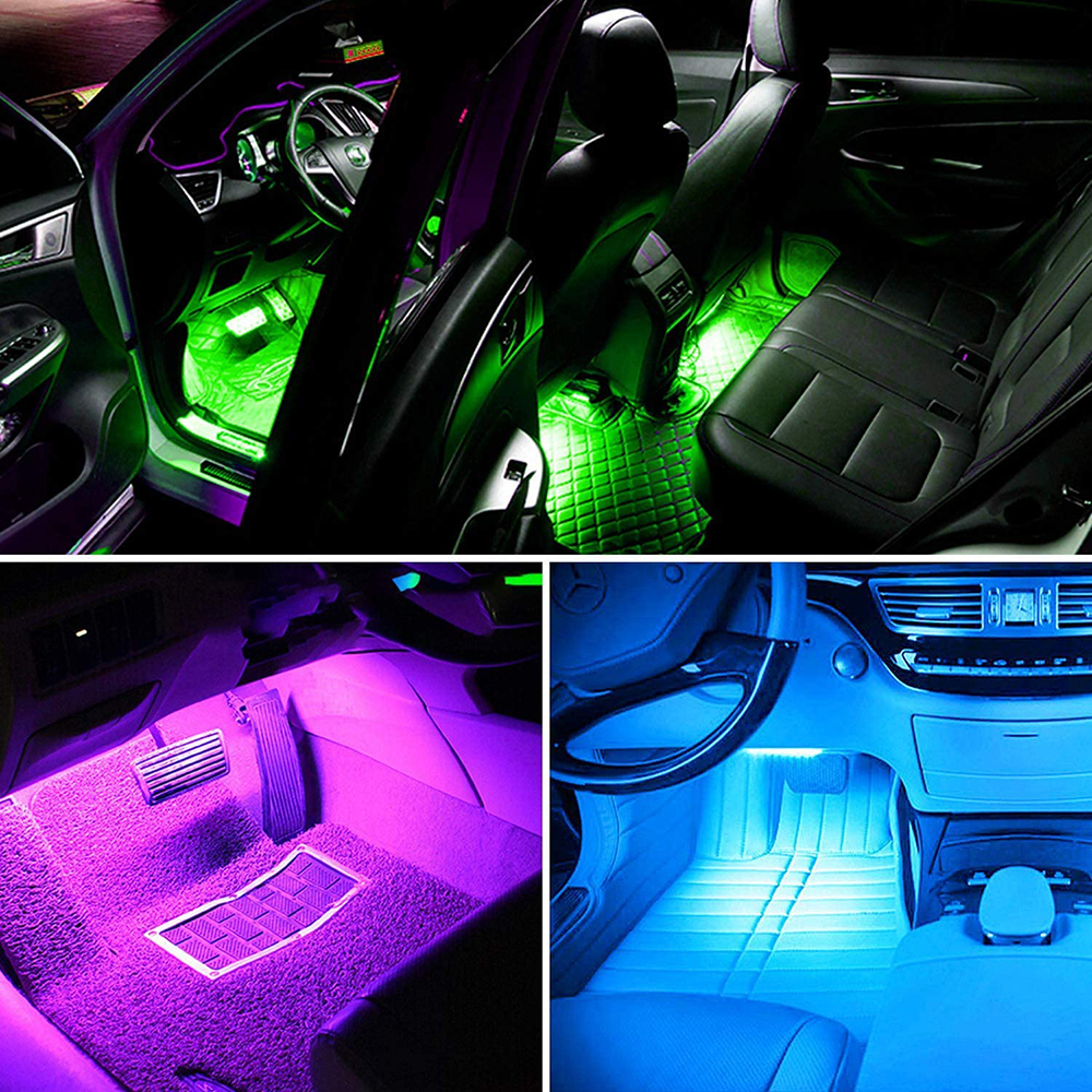 72LED Car Interior Ambient Foot Strip Light Backlight Remote with App Music Remote Control RGB Decorative Lamps