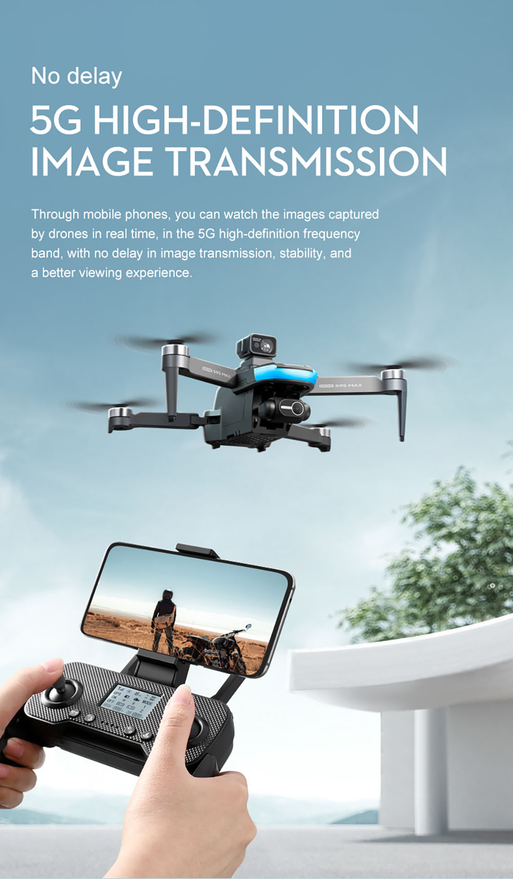 LSRC S9S GPS 5G WiFi FPV with 2.7K ESC HD Camera 2-Axis Mechanical Gimbal 360° Obstacle Avoidance Brushless 218g Foldable RC Drone Quadcopter RTF