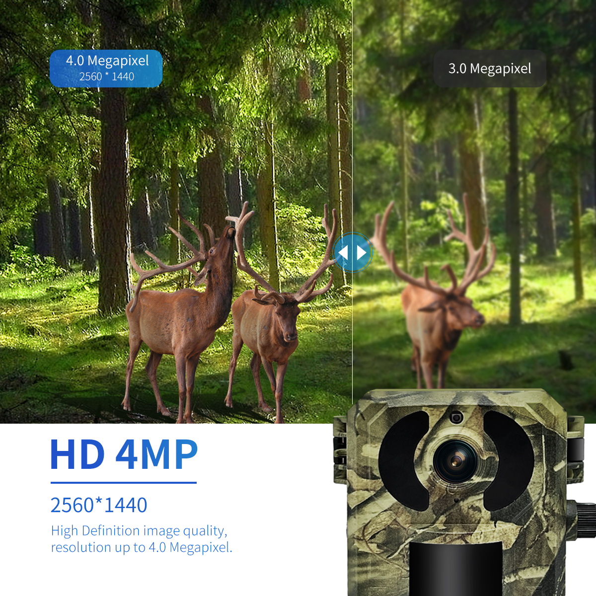 ESCAM QF380 4G 4MP Hunting Camera with Solar Panel PIR Motion Detection Night Vision Two-way Audio IP66 Wireless Wild Animal Monitoring Cameras US Version