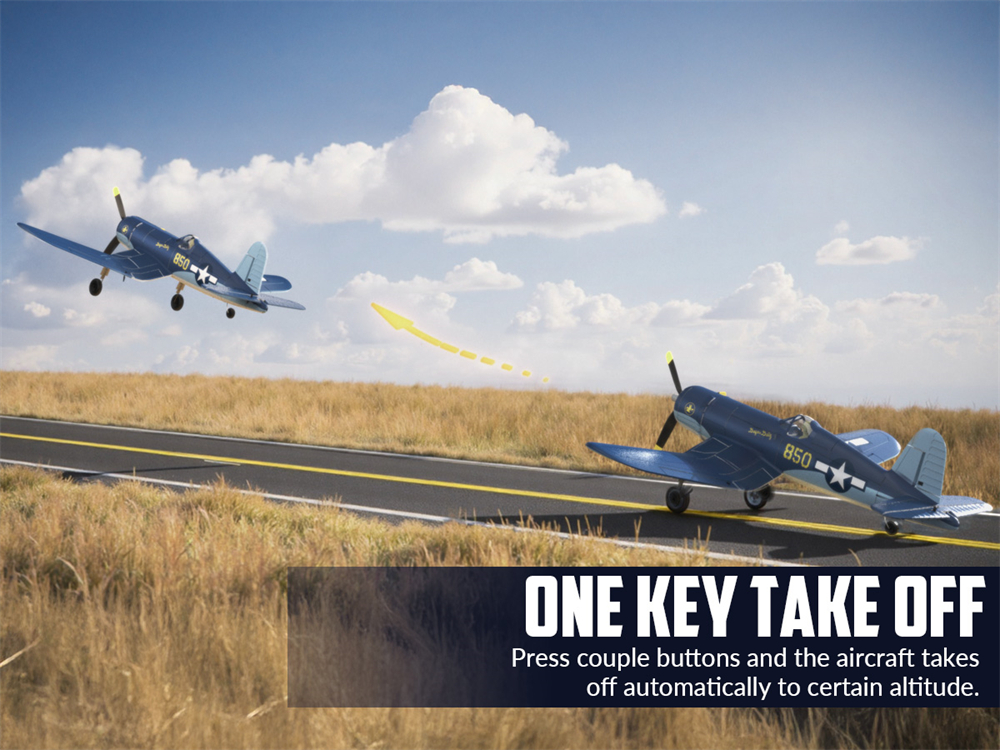 Eachine F4U CORSAIR VMF-217 2.4G 4CH Brushless 500mm Wingspan 6-axis Gyro One Key Take off Aerobatic EPP Warbird Glider RC Airplane BNF/RTF for Beginner