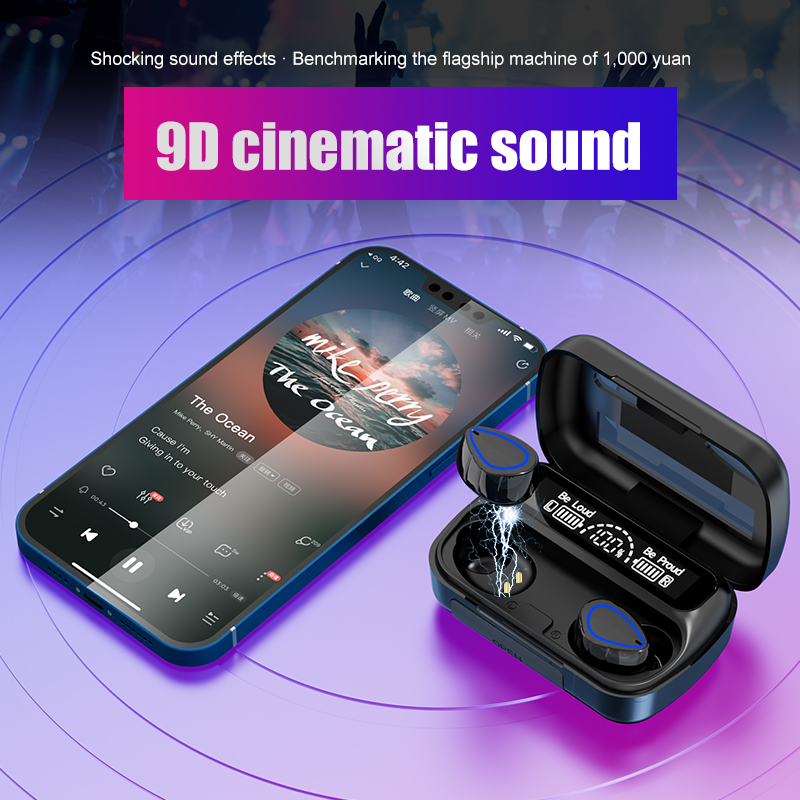 SKY-10 TWS bluetooth 5.3 Earphone 9D Surround Stereo Bass ENC Noise Cancelling Digital Display IP54 Waterproof Touch Control In-ear Sports Headphone with Mic